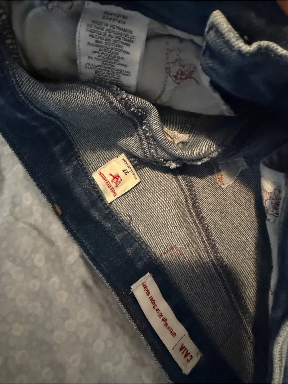 True Religion Dark Blue Skinny Jeans with Rhinestone Ankles